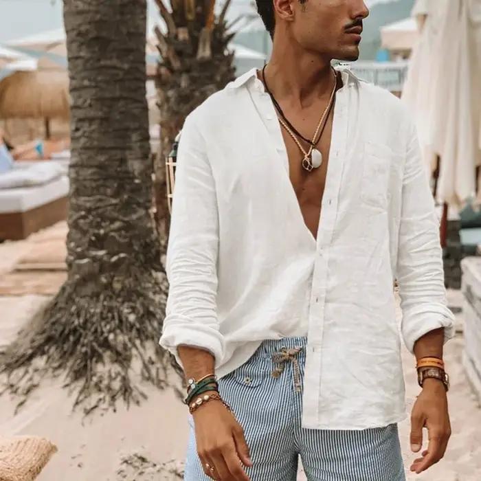 Chemise homme manches longues coupe régulière hommes décontracté surdimensionné ample simple boutonn
