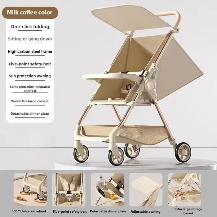 Poussette bébé ultra-légère pliable avec dossier réglable, poussette parapluie de poche de voyage, p