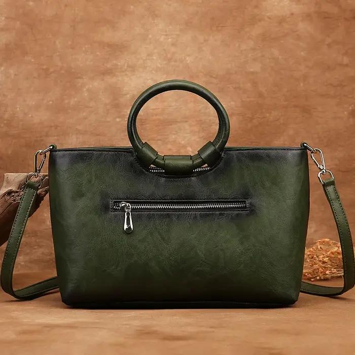Sac à main rétro en cuir PU pour femme, gaufré, grande capacité, sac messager initié, marron, noir,