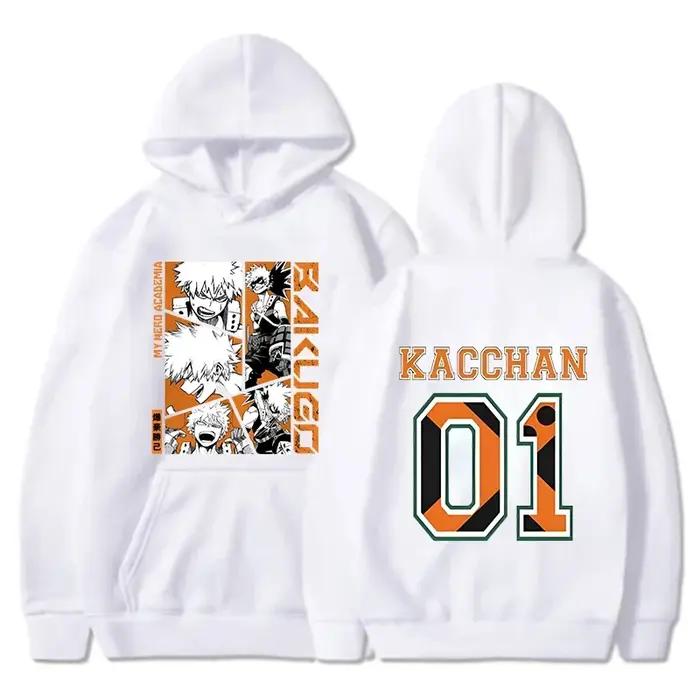 Sweats à capuche imprimés Anime Bakugou Katsuki pour hommes et femmes, pulls à la mode pour l'automn